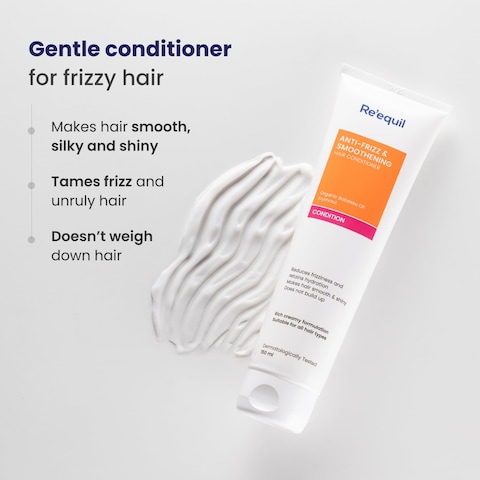 RE&#39; EQUIL Anti Frizz Smoothening Aloe Vera Conditioner With Babassu Oil Tames Frizz Hydrates Dry Hair Protein Silicone Free All Hair Types 150 ml,1 Count