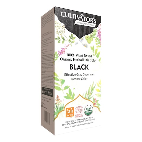 Cultivator&#39;s Organic Hair Color - Herbal Ammonia-Free Powder for Natural Hair Coloring for Women and Men, (Black) - 100g