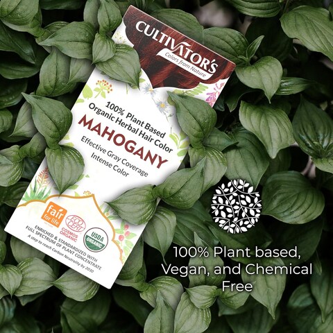 Cultivator&#39;s Organic Hair Colour - Organic Herbal Hair Colour for Women and Men - Ammonia Free Hair Colour Powder - Natural Hair Colour Without Chemical, (Mahogany) - 100g