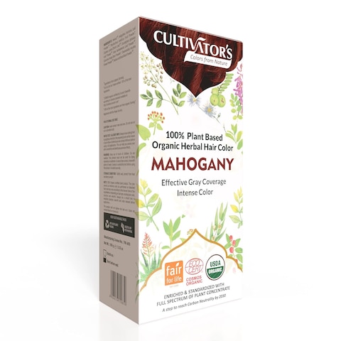 Cultivator&#39;s Organic Hair Colour - Organic Herbal Hair Colour for Women and Men - Ammonia Free Hair Colour Powder - Natural Hair Colour Without Chemical, (Mahogany) - 100g