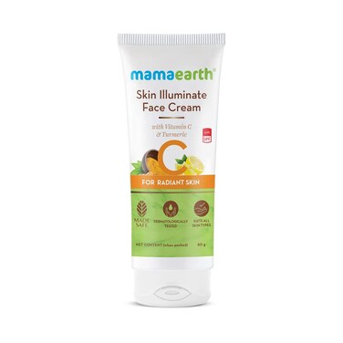 Mamaearth Vitamin C Skin Illuminate Face Cream with SPF   Enhances Radiance &amp; Skin Tone   Reduces Sun Damage   Moisturizer with Sun Protector   2.83 Oz (80g)