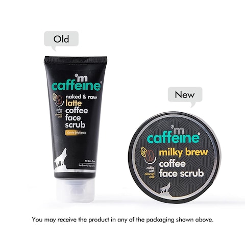 mCaffeine Milky Brew Coffee Face Scrub - Face Cleanser for Glowing Skin - Face Wash Removes Tan and Blackheads - Almond Milk - All Skin Types - 2.6 oz