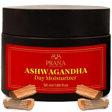 PRANA Ashwagandha Day Facial Moisturizer - Natural Face Lotion with Ayurvedic Ingredients - Licorice, Almond Oil, Goti Kola - Skin Repair &amp; Hydration - Vegan, Fragrance &amp; Cruelty-Free (50ml)