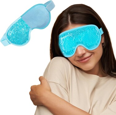 Polyester Eye Mask Cooling Gel With Beads For Dark Circles, Dry Eyes, Cooling Eyes, Redness, Eye Patches Eye Cooling Gel Pad Stretchable With Sleeping Mask Eye Relaxing For Women&amp;Men -Blue