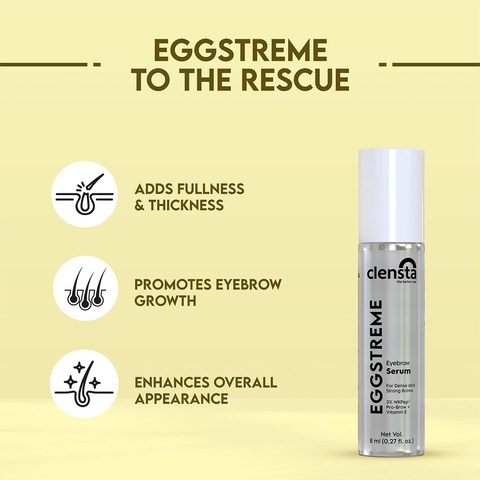 Clensta Eyebrow Growth Roll On Serum   Enriched with Vitamin E &amp; Egg Protein   Adds Strength &amp; Shine   For Fuller &amp; Thick Brows   0.27 Fl Oz/8ml