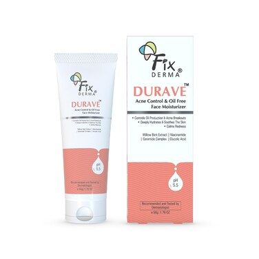 FIXDERMA Durave Acne Control &amp; Oil Free Moisturizer for Face with Glycolic Acid   Niacinamide Moisturizer   Acnemoist Moisturiser   Moisturizer for Oily Skin   Face Moisturizer for Women &amp; Men - 50gm