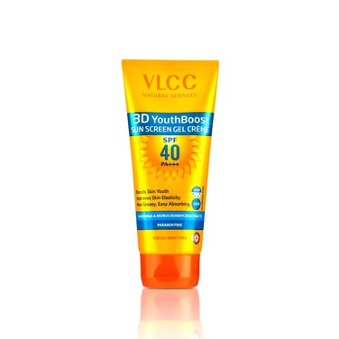 VLCC Natural SPF 40 &amp; PA+++ Sunscreen Gel Cr&egrave;me   Provides Broad Spectrum Protection   Helps Enhance Youthfulness   Non Greasy   Suits All Skin Types   3.53 Oz/100 g