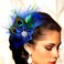 Yokawe 1920s Feather Hair Clip Flapper Blue Peacock Hair Clips Gatsby Hair Accessories for Women