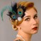 Yokawe 1920s Feather Hair Clip Elegant Black Peacock Feather Hair Clips with Pearl Gatsby Party Head Accessories for Women