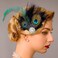 Yokawe 1920s Feather Hair Clip Elegant Black Peacock Feather Hair Clips with Pearl Gatsby Party Head Accessories for Women