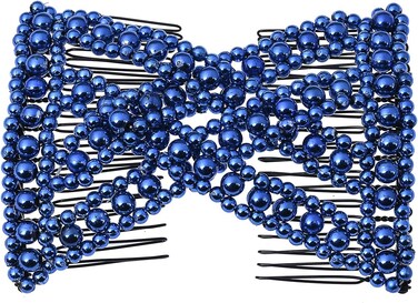 Lovef 6 Colors Easy Stretch Hair Comb Magic Hand-beaded Hair Styling Combs Clips for Lady (Blue)