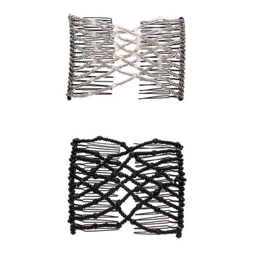 LOVEF Fashion Trend Easy Stretchable Double Combs Magic Hair Combs- Black and White