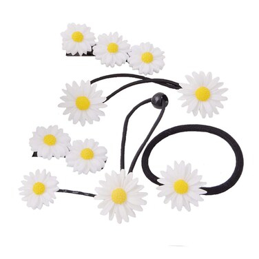 LOVEF 18 Pcs All-match Boutique Pastoral Little Daisy Flower Hair Accessories Hair Clips Bobby Pins Barrettes Elastic Hair rope Band Ties headdress hair beauty tool