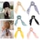 LOVEF 5pcs Women's Solid Colors Rabbit Ear Hair Bow Tie Bands Ponytail Holder Long Scrunchies Hair Accessories
