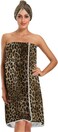 Blueangle Vintage Leopard Print Towel Wrap with Dry Hair Cap &amp; Headband for Women &ndash; Women&rsquo;s Shower &amp; Bath Wrap with Adjustable Closure