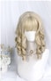 Short Blonde Wavy Wig with Bangs for Women Girl Sweet Lolita Wigs Synthetic Curly Wigs for Daily Party Use