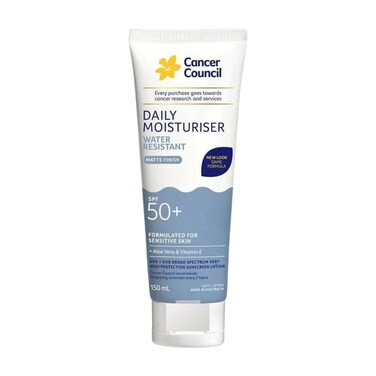 Cancer Council Sunscreen Body Lotion Moisturizer, SPF50+, Sun Care with Vitamin E, Aloe Vera, Broad Spectrum UVA/UVB Sun Protection, Sensitive Skin, Paraben &amp; Fragrance Free, Water Resistant, 150ml