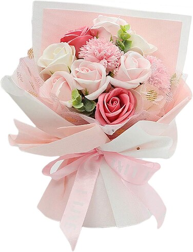 Artificial Soap Flower Bath Soap Rose Flower Scented Soap Bouquet for Mother Valentine's Day Party Wedding Decoration - Pink
