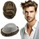 Toupee for Men Hairpiece Human Hair Replacement System 0.04mm Ultra Thin Skin Mens Toupee All V-Looped Male Prothesis Hair Unit Wigs For Man (#6 LIGHT BROWN), 8''X10''