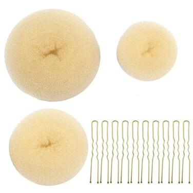 Donut Bun Maker, 3pcs Donut Bun Hair Bun Maker, 10pcs Doughnuts Sock Bun Ring Styler Maker (Beige)
