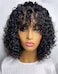 Lace Front Wigs Black Short Curly Bob with Bangs Glueless Natural hairline Pre Plucked Synthetic Hair Heat Resistant Fiber Wig For Black Women 14inches