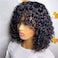 Lace Front Wigs Black Short Curly Bob with Bangs Glueless Natural hairline Pre Plucked Synthetic Hair Heat Resistant Fiber Wig For Black Women 14inches