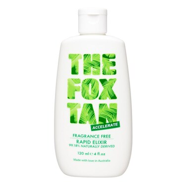 The Fox Tan Fragrance-Free Rapid Tanning Elixir, Tanning Accelerator Lotion For Darker &amp; Faster Tans, Flawless Tans, Vegan &amp; Cruelty-Free, 120mL