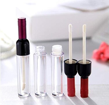 10 Pcs 5ml Empty Wine Bottles Shaped Plastic Lip Gloss Tubes Vials Mini Refillable Clear Lip Glaze Tubes Lipgloss Bottles Holder DIY Liquid Lipstick Tube Lip Oil Bottle Container for Woman Girl Makeup