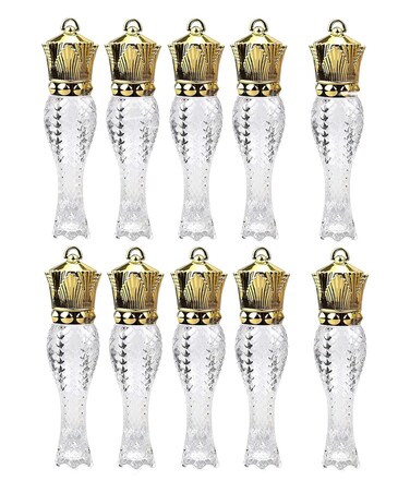 10 Pcs 5ml Mermaid Crown Clear Lip Gloss Tubes Vials Empty Refillable Lip Glaze Tubes DIY Cosmetic Container Lipstick Bottle with Crown Wand Makeup Travel Lipgloss Bottle for Women Girl