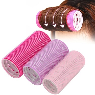 3pcs Hair Rollers, Hair Roller Curler Clips, Hair Dressing Curlers Self Adhesive Hair Rollers Portable Grip Holding Styling Curlers Hairdressing Roller Hairdressing Tool for Salon Home