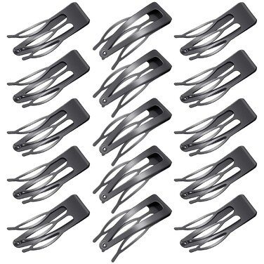 WILLBOND 32 Pieces Hair Clips for Women, 3 Prong Clips for Hair, Double Grip Metal Snap Clips, Gun Black