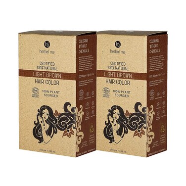 100% Pure &amp; Natural CERTIFIED Light Brown Henna Hair Colour Pack of 2   2 Pack Organic Mehndi Powder for Hair Color   Mehndi Powder for Men &amp; Women, 200gm