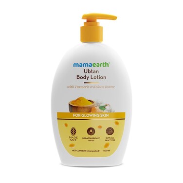 Mamaearth Ubtan Body Lotion   for Glowing Skin with Turmeric &amp; Kokum Butter   Deep Long-Lasting Moisturization   Suitable for Normal Skin   13.53 Fl Oz (400ml)