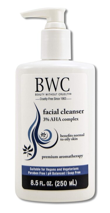 Beauty Without Cruelty AHA Facial Cleanser &ndash; Exfoliating Face Wash with Botanicals &amp; Essential Oils, Benefits Normal to Oily Skin, Vegan-Friendly &amp; Cruelty-Free, 8.5 Fl Oz