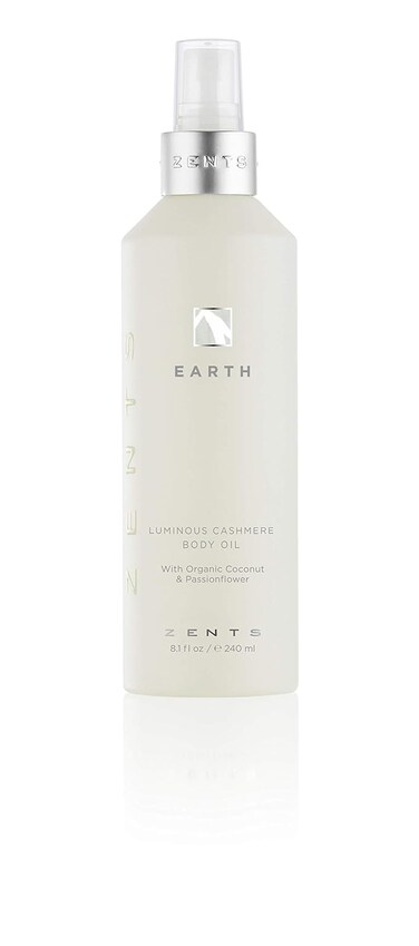 Zents Luminous Cashmere Body Oil (Earth Fragrance)   Moisturizing Body Oil with Vitamin E &amp; Organic Coconut Oil   Softens &amp; Smooths Skin   8 fl oz