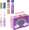EXPRESSIONS 5pc Rainbow Rhinestones Cosmetics Lip Kit For Kids w/Lip Glosses, Lip Balms &amp; Tin Box Storage Case Magical Lip Set,Washable + Non Toxic