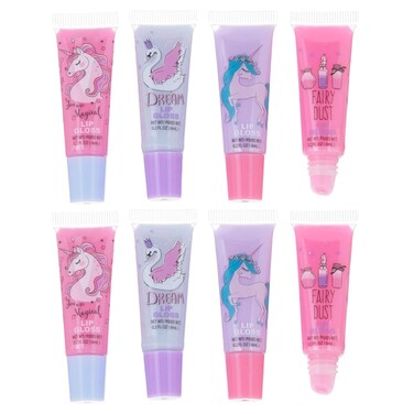 Expressions 8pc Lip Gloss Set - Flavored Lip Gloss Tubes, Non-Toxic &amp; Kid-Friendly, Fruit Flavors, Valentine's Day Gifts for Kids