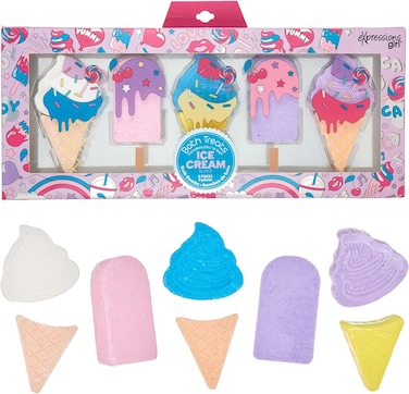 Expressions 8pc Ice Cream Bath Treats Bath Bomb Collection - Scented Bath Bombs Gift Set, Non Toxic Bath Bombs for Kids, Spa Gifts for Girls, Aromatherapy Bath Bombs for Girls, Kids Bath Accessories