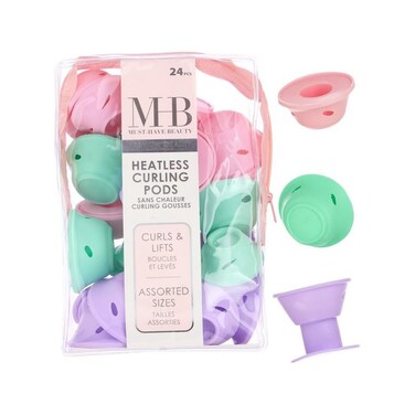 Expressions 24pc Heatless Curling Pods - Silicone Hair Rollers For No Damage Heatless Curls, Heatless Curlers Value Pack, Overnight Hair Curlers For Versatile Hairstyling (PASTEL)