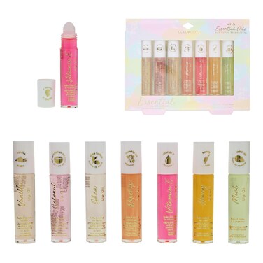 Expressions 7pc Lip Oil Set, Hydrating Roll-On Lip Oils Infused w/Essential Oils - Rollerball, Vitamin-Enriched