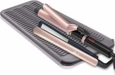 Heat Resistant Mat for Hair Tools, Silicone Heat Mat &amp; Holder for Curling Iron, Professional Curling Iron Mat for Countertop, Portable Travel Flat Iron Heat Mat Pad Pouch Case Cover