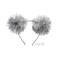 LUX ACCESSORIES Foil Strips Pom Poms Style Cat Ears Fashion Headband (SILVER)