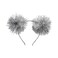 LUX ACCESSORIES Foil Strips Pom Poms Style Cat Ears Fashion Headband (SILVER)