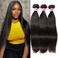 QinMei Brazilian Straight Hair 3 Bundles 10A 100% Virgin Unprocessed Human Hair Weave Extensions Brazilian Remy Straight Human Hair Bundles Natural Black Color (18 20 22inch)