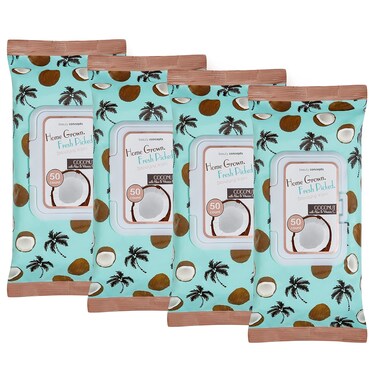 B.C. Beauty Concepts Makeup Remover Wipes &ndash; Gentle Facial Wipes for Easy Makeup Removal, 200 Count (Pack of 4), Coconut with Aloe &amp; Vitamin C