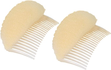 2PCS Women Lady Soft Sponge Foam Hair Base Inserts Bump Up Hair Pads Stick Bun Maker Hair Styling Clip Hair Comb Braid Tool Hair Styling Accessories Beige