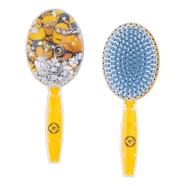 Minions Hair Brush with Magical Sparkling Stars Confetti Hair Brush - Kids Hair Brush Ages 3+