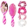 Barbie Hair Accessory 5 Pcs Set - 1 Regular 9 inch Hairbrush &amp; 4 Scrunchies - Detangling Brush Elastic Hair Ties Ropes, Ages 3+