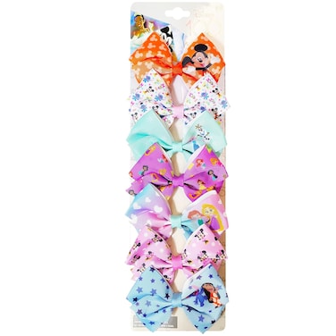 Disney 100 - Hair Accessories Gift Set - Disney Hair Bows - 7 Pcs 4 Inch Bow Bundle - Hair Bows for Girls - Different print on each clip - Alligator Clip - Ages 3 +