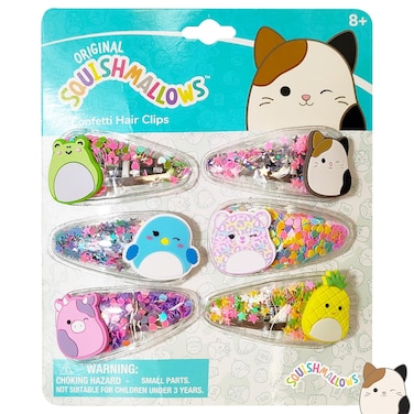 Luv Her Hair Accessories: 6pc Cute Squish Hair Clips with Favorite Character Charms for Girls and Toddlers Ages 3+